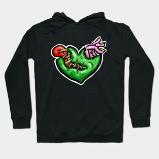 Zombie Heart Tongue and Fingers Green Valentines Day Hoodie